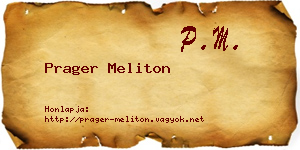 Prager Meliton névjegykártya